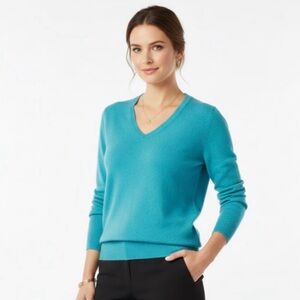 Charter Club Turquoise Blue Cashmere V-Neck Sweater